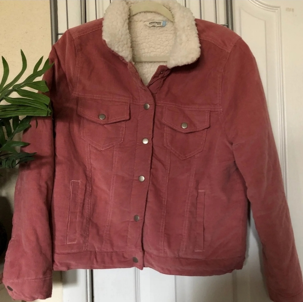 Rose Pink sherpa lined Corduroy jacket L